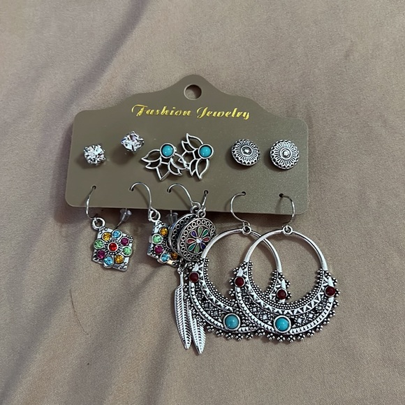 NWT 18 pair earrings silver and turquoise - Picture 4 of 4